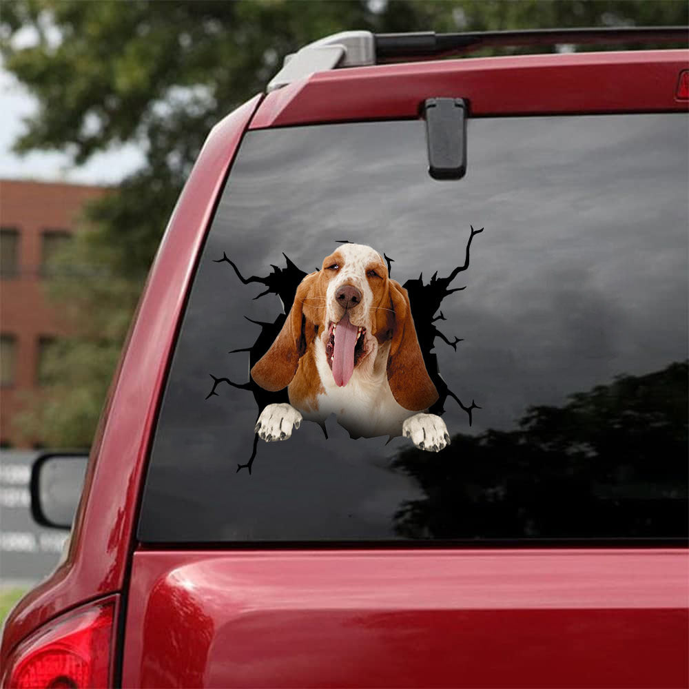 [da1093-snf-tnt]-basset-hound-crack-car-sticker-dogs-lover