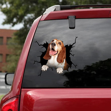 [da1094-snf-tnt]-basset-hound-crack-car-sticker-dogs-lover