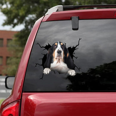 [da1097-snf-tnt]-basset-hound-crack-car-sticker-dogs-lover