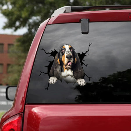 [da1098-snf-tnt]-basset-hound-crack-car-sticker-dogs-lover