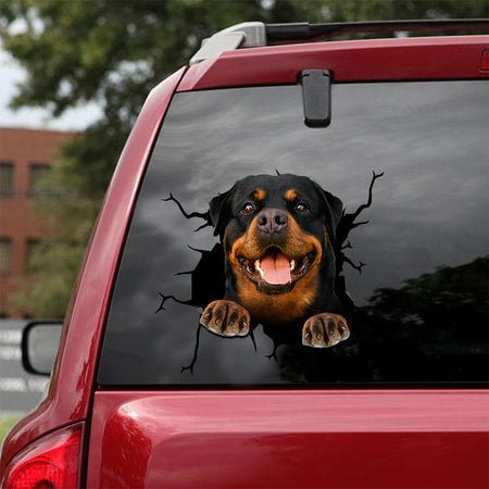 [ld0472-snf-tpa]-rottweiler-crack-car-sticker-dogs-lover