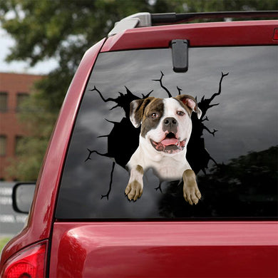 [sk1886-snf-lad]-american-bulldog-crack-car-sticker-dogs-lover