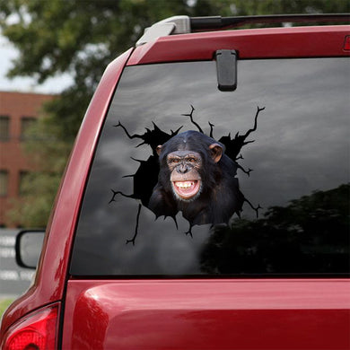 [ld1262-snf-lad]-chimpanzee-crack-car-sticker-dogs-lover