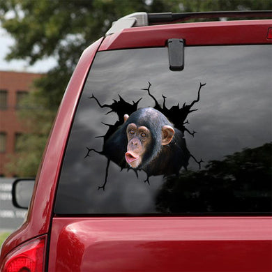 [ld1264-snf-lad]-chimpanzee-crack-car-sticker-dogs-lover