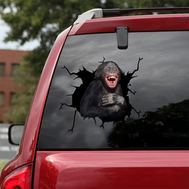 [ld1268-snf-lad]-chimpanzee-crack-car-sticker-dogs-lover