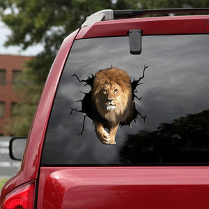 [ld1288-snf-lad]-lion-crack-car-sticker-lions-lover