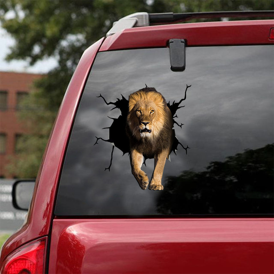 [ld1290-snf-lad]-lion-crack-car-sticker-lions-lover