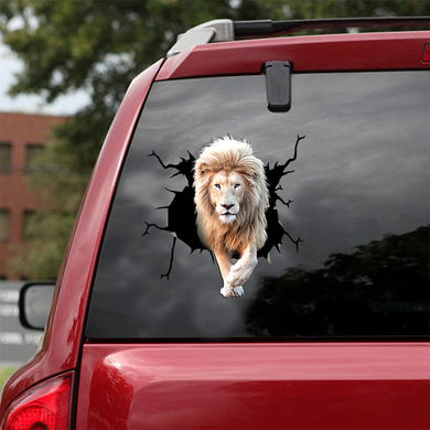[ld1291-snf-lad]-lion-crack-car-sticker-lions-lover