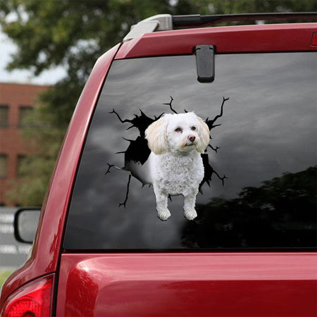 [ld0868-snf-lad]-poochon-crack-car-sticker-dogs-lover