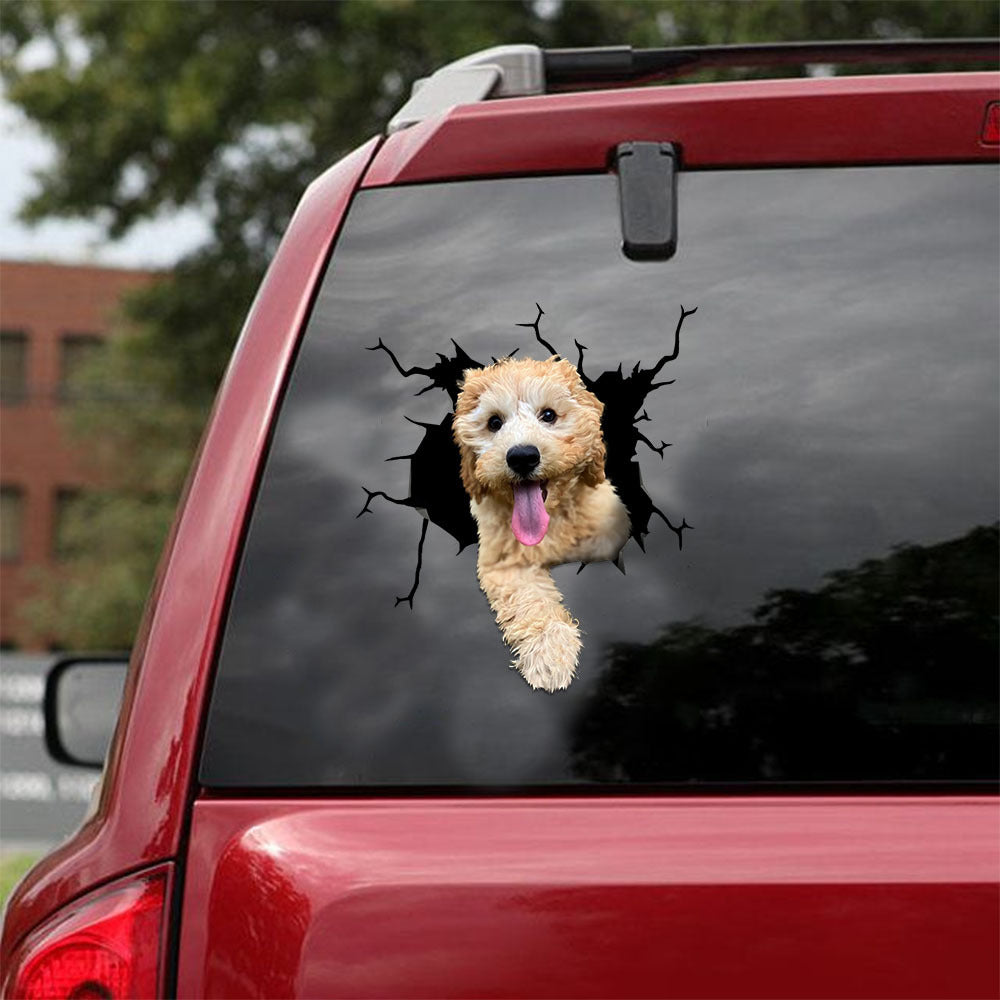 [ld0869-snf-lad]-poochon-crack-car-sticker-dogs-lover