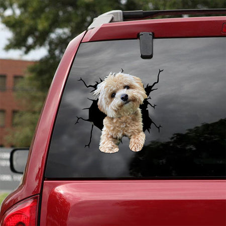 [ld0870-snf-lad]-poochon-crack-car-sticker-dogs-lover