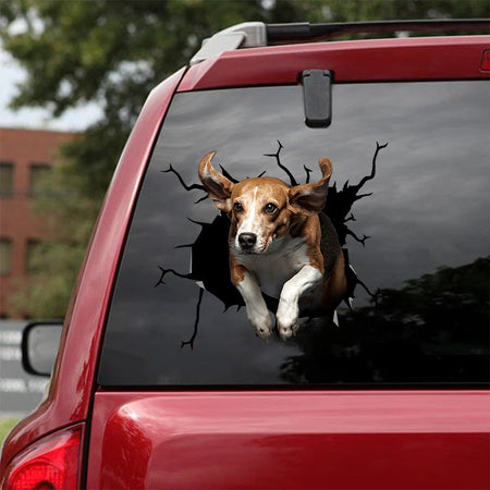 [sk1396-snf-lad]-beagle-crack-sticker-dogs-lover