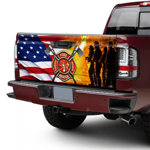 American Us Firefighter truck Tailgate Decal Sticker Wrap Tailgate Wrap Decals For Trucks