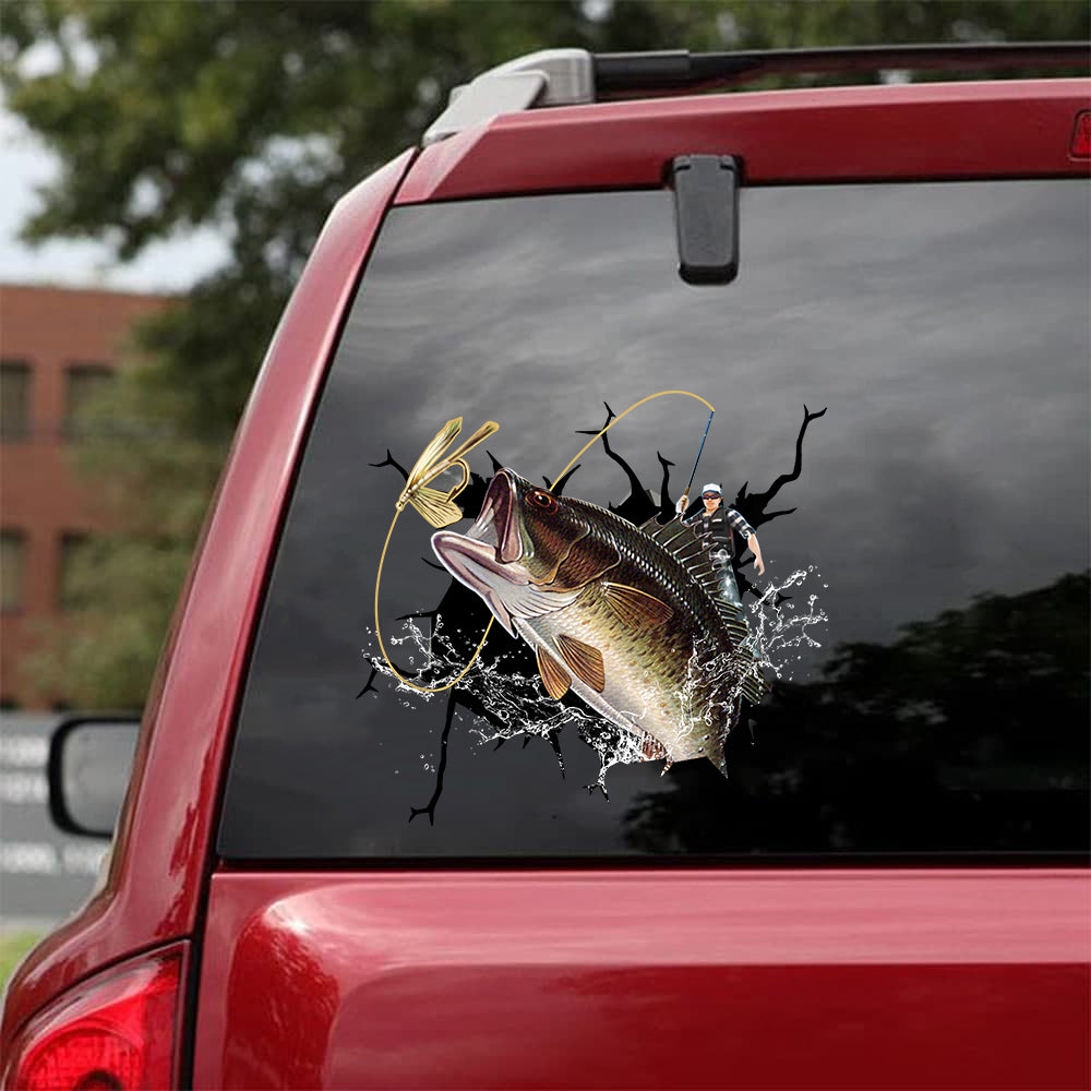 [sk0938-snf-tpa]-largemouth-bass-crack-car-sticker-fishing-lover