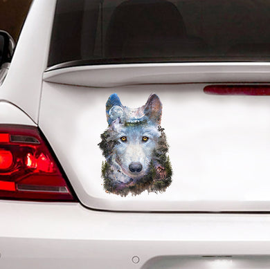 [sk0812-snf-lad]-hiking-wolf-sticker-animals-lover