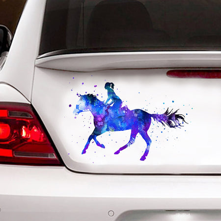 [sk0828-snf-lad]-horse-riding-car-sticker-animals-lover