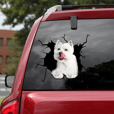 [sk1915-snf-lad]-west-highland-white-terrier-crack-car-sticker-dogs-lover
