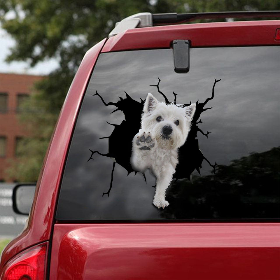 [sk1916-snf-lad]-west-highland-white-terrier-crack-car-sticker-dogs-lover