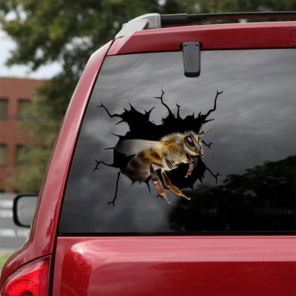 [ld0923-snf-lad]-honey-bee-crack-car-sticker-bees-lover