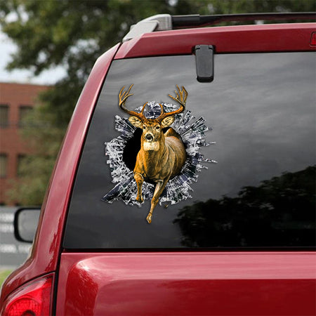 [th0738-snf-tpa]-deer-crack-car-sticker-hunting-lover