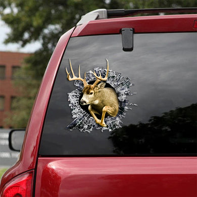 [th0740-snf-tpa]-deer-crack-car-sticker-hunting-lover