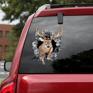 [th0741-snf-tpa]-deer-crack-car-sticker-hunting-lover