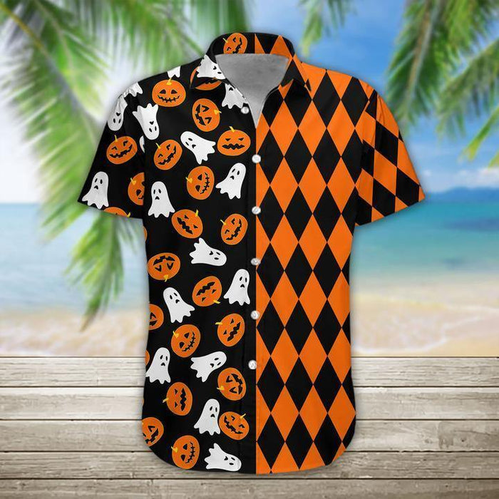3D Boo Pumpkin Halloween Hawaiian Shirt HW1210 - Camellia Print