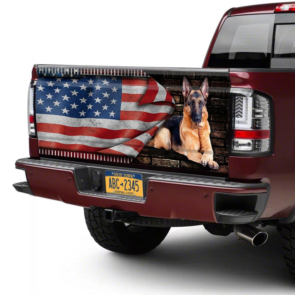 German Shepherd American truck Tailgate Decal Sticker Wrap Tailgate Wrap Decals For Trucks