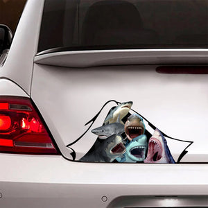 [sk0987-snf-tnt]-shark-crack-car-sticker-animals-lover