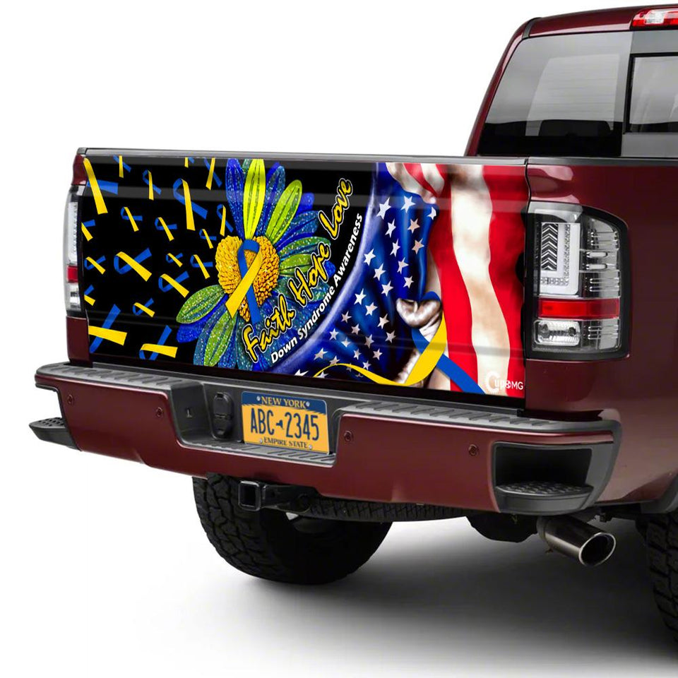 Down Syndrome Awareness truck Tailgate Decal Sticker Wrap Faith Hope Love Tailgate Wrap Decals For Trucks
