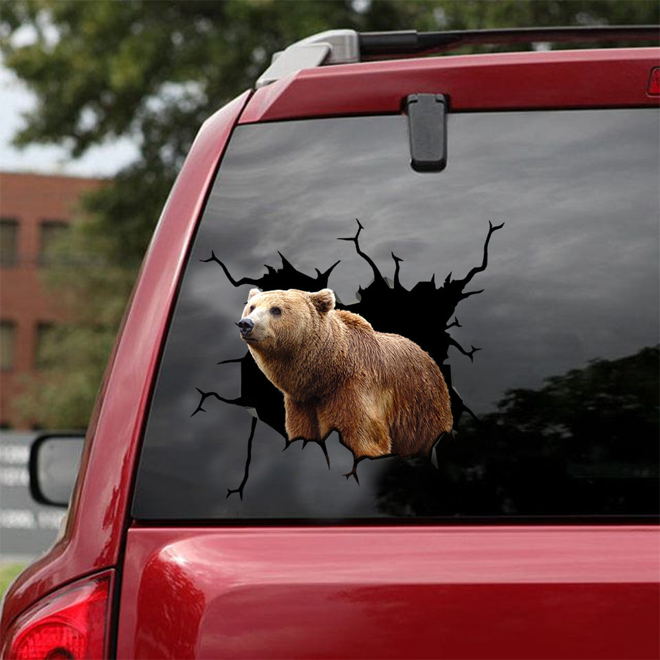 [sk0936-snf-lad]-bear-crack-car-sticker-animals-lover