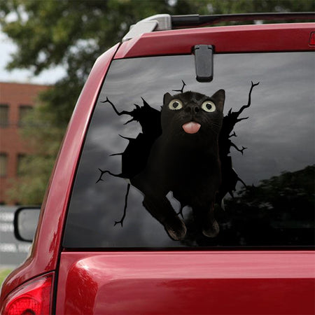 [ld0097-snf-lad]-black-cat-crack-car-sticker-cats-lover