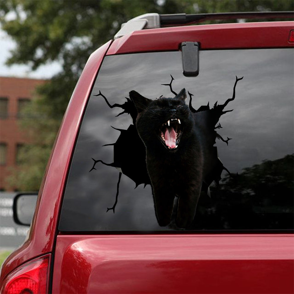 [ld0098-snf-lad]-black-cat-crack-car-sticker-cats-lover