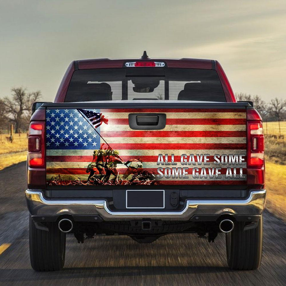 All Gave Some Some Gave All, Veterans truck Tailgate Decal Sticker Wrap Tailgate Wrap Decals For Trucks