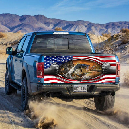 Bass Fishing American Truck Tailgate Decal Sticker Wrap Tailgate Wrap Decals For Trucks