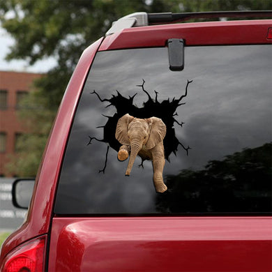 [ld1378-snf-lad]-elephant-crack-car-sticker-elephants-lover