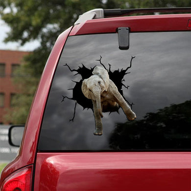 [ld1379-snf-lad]-elephant-crack-car-sticker-elephants-lover