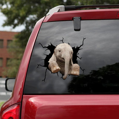 [ld1381-snf-lad]-elephant-crack-car-sticker-elephants-lover