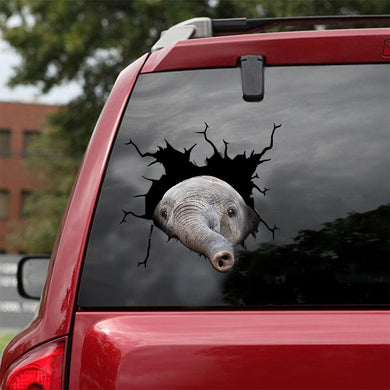 [ld1384-snf-lad]-elephant-crack-car-sticker-elephants-lover
