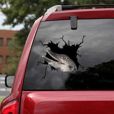 [ld1388-snf-lad]-rough-toothed-dolphin-crack-car-sticker-fishing-lover