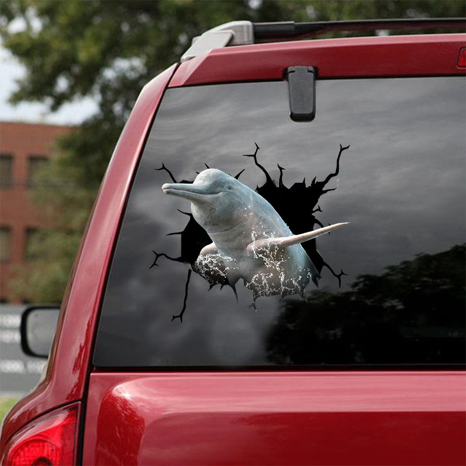 [ld1391-snf-lad]-ganges-river-dolphin-crack-car-sticker-fishing-lover