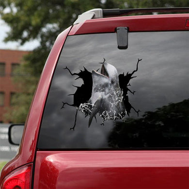 [ld1393-snf-lad]-risso’s-dolphin-crack-car-sticker-fishing-lover