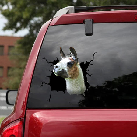 [da0454-snf-tnt]-funny-llama-crack-car-sticker-animals-lover-appy-outside-12x12inch