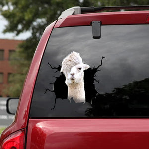 [da0460-snf-tnt]-funny-llama-crack-car-sticker-animals-lover-appy-outside-12x12inch