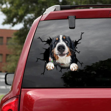 [th0464-snf-tpa]-bernese-mountain-crack-car-sticker-dogs-lover