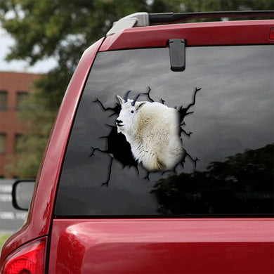[th0442-snf-tpa]-mountain-goat-crack-car-sticker-goats-lover