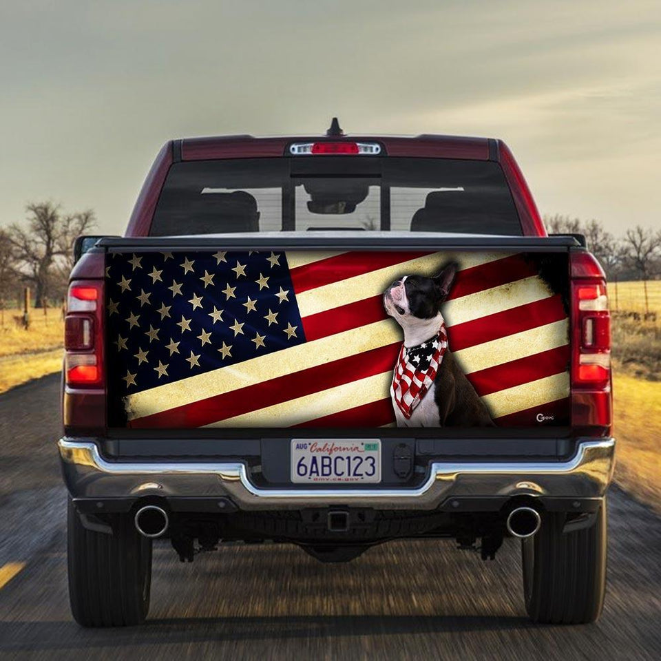 Boston Terrier American truck Tailgate Decal Sticker Wrap Tailgate Wrap Decals For Trucks