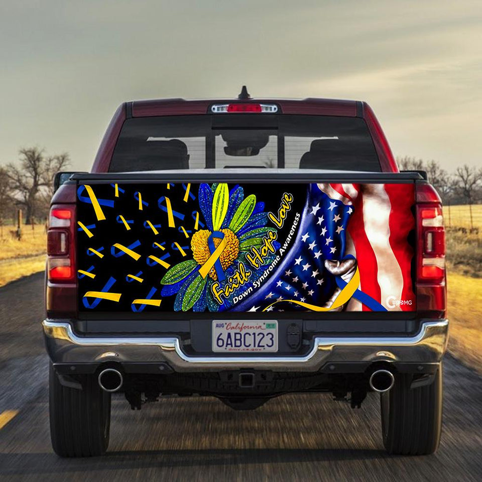 Down Syndrome Awareness truck Tailgate Decal Sticker Wrap Faith Hope Love Tailgate Wrap Decals For Trucks
