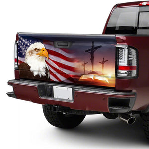 Patriotic Eagle And Jesus Cross Graphic truck Tailgate Decal Sticker Wrap Tailgate Wrap Decals For Trucks