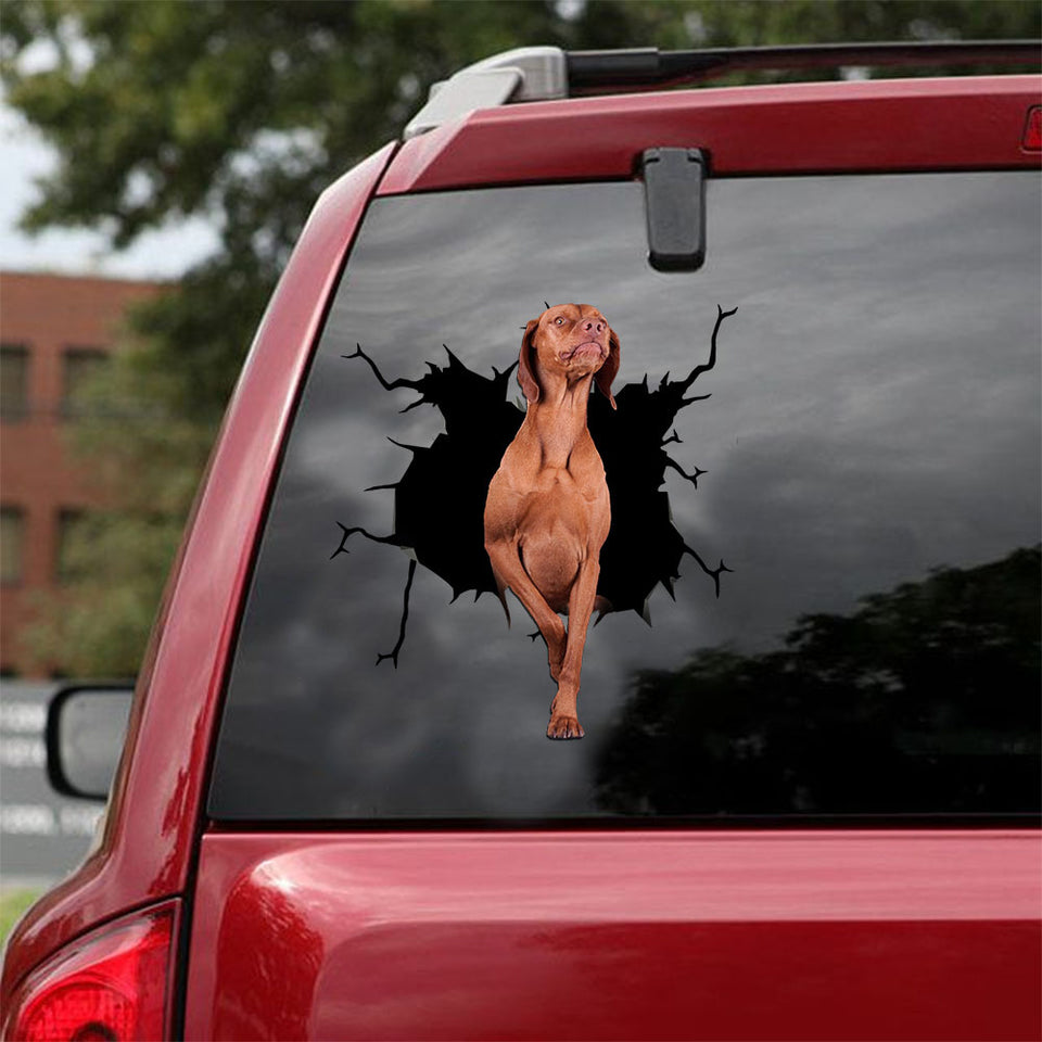 [ld1370-snf-lad]-vizsla-crack-car-sticker-dogs-lover